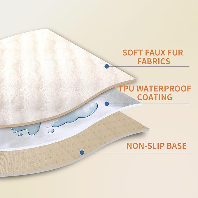 Waterproof Dog Bed Cover Non Slip Couch Cover for Dogs Washable Soft Faux Fur Sofa Cover Couch Covers for 3 Cushion Couch Sofa Pet Friendly (Off White)