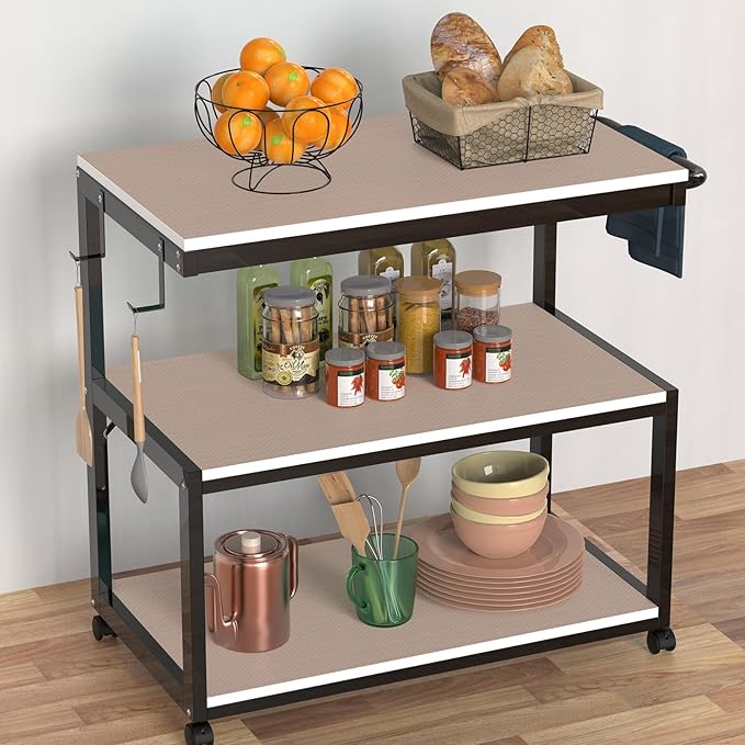 Beige Shelf Liners for Kitchen Cabinets Non Adhesive Drawer Liner for Bathroom Waterproof Refrigerator Liners for Shelves Fridge Plastic Mats Cabinet Cupboard Liner 11.8 x 236.2 Inches