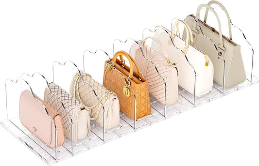 Purse Organizer for Closet, Acrylic Clear Shelf Dividers for Closet Organization, Adjustable Bag Organizer for Women, Bedroom, Bathroom, Kitchen, Office, Study (8 Panels)