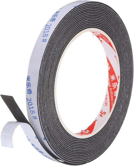 PATIKIL Sponge Rubber Foam Tape, 3/8" W x 5/64" t x 16.4ft l Self-Adhesive Foam Insulation Tape Weather Stripping for Window Door Soundproofing Weatherstrip AC Seal Strip, Black
