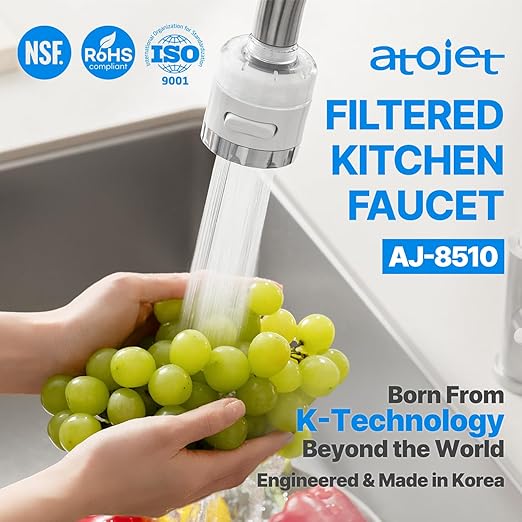 Filtered Kitchen Sink Faucet for Clean Safe Water Compatible with Gooseneck – Pure Carbon Filters for Kitchen, Carbon Composite, 1 Year Set (AJ8510C-SET-1YR)