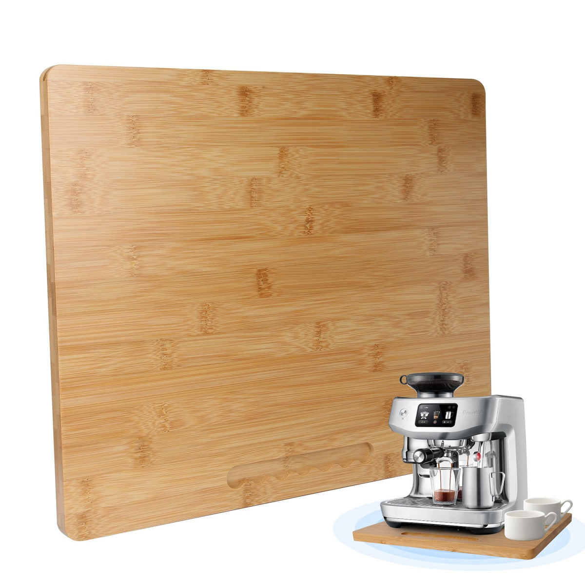 Bamboo Sliding Appliance Tray,Coffee Maker Slider Tray - Image 1