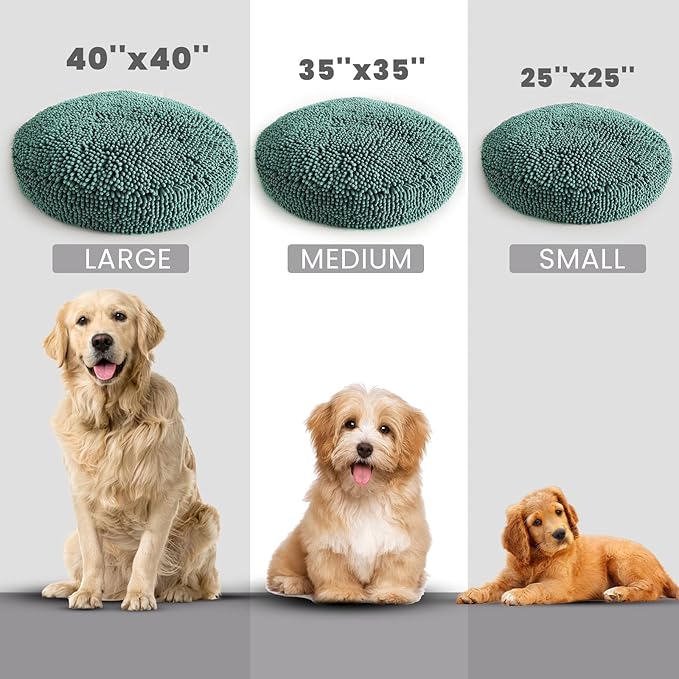 Muddy Mat® Cloud K-9 Bed for Dogs & Cats, Soft & Relaxing Donut Dog Bed, Chenille Material, Removable Cover, Washable & Dryer Safe–Seafoam Green Large(40'x40')