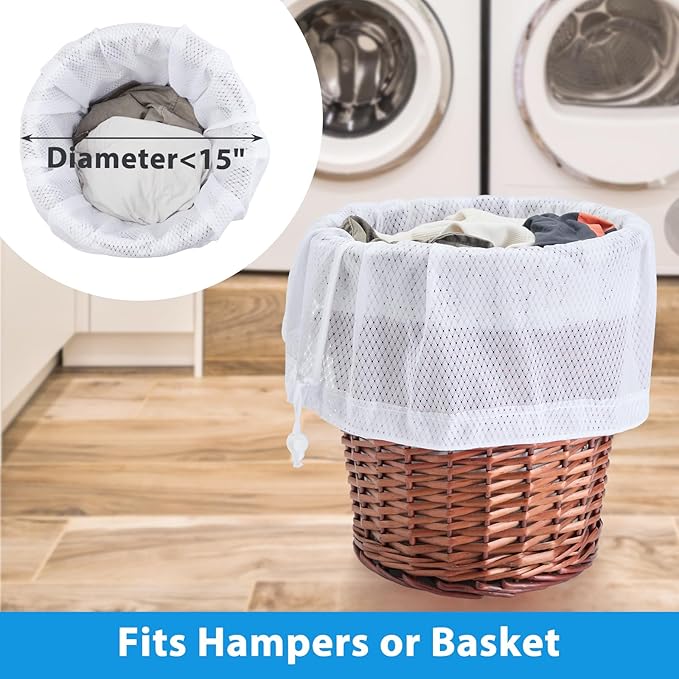 1Pack XL Heavy Duty Mesh Laundry Bag, Machine Washable Large Dirty Clothes Organizer with Drawstring, Fits Laundry Baskets or Hampers Essentials for Dorm, College, Travel, Camp, Sport - 24" x 36"