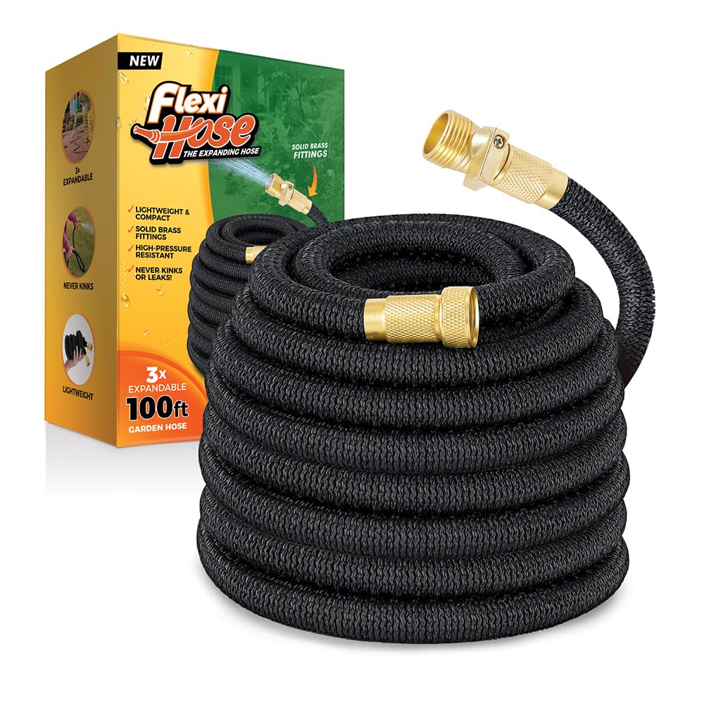 Flexi Hose Expandable Garden Hose, 100FT, Black - Image 1