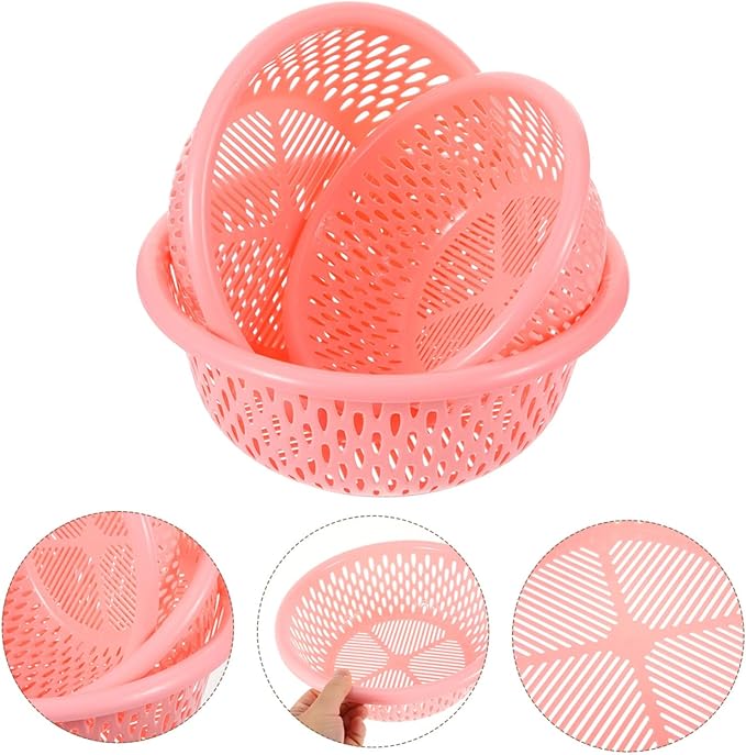 3-piece Sink Colander Strainer Basket Set Draining Basket for Food over Sink Colander Random Color