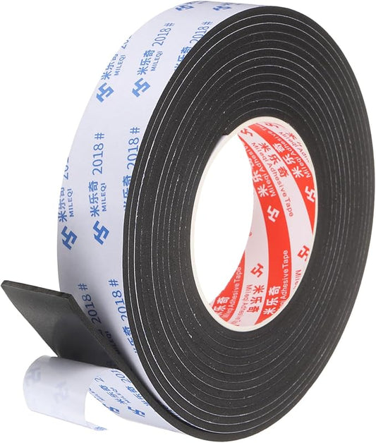 PATIKIL Sponge Rubber Foam Tape, 1 3/8" W x 1/8" t x 16.4ft l Self-Adhesive Foam Insulation Tape Weather Stripping for Window Door Soundproofing Weatherstrip AC Seal Strip, Black