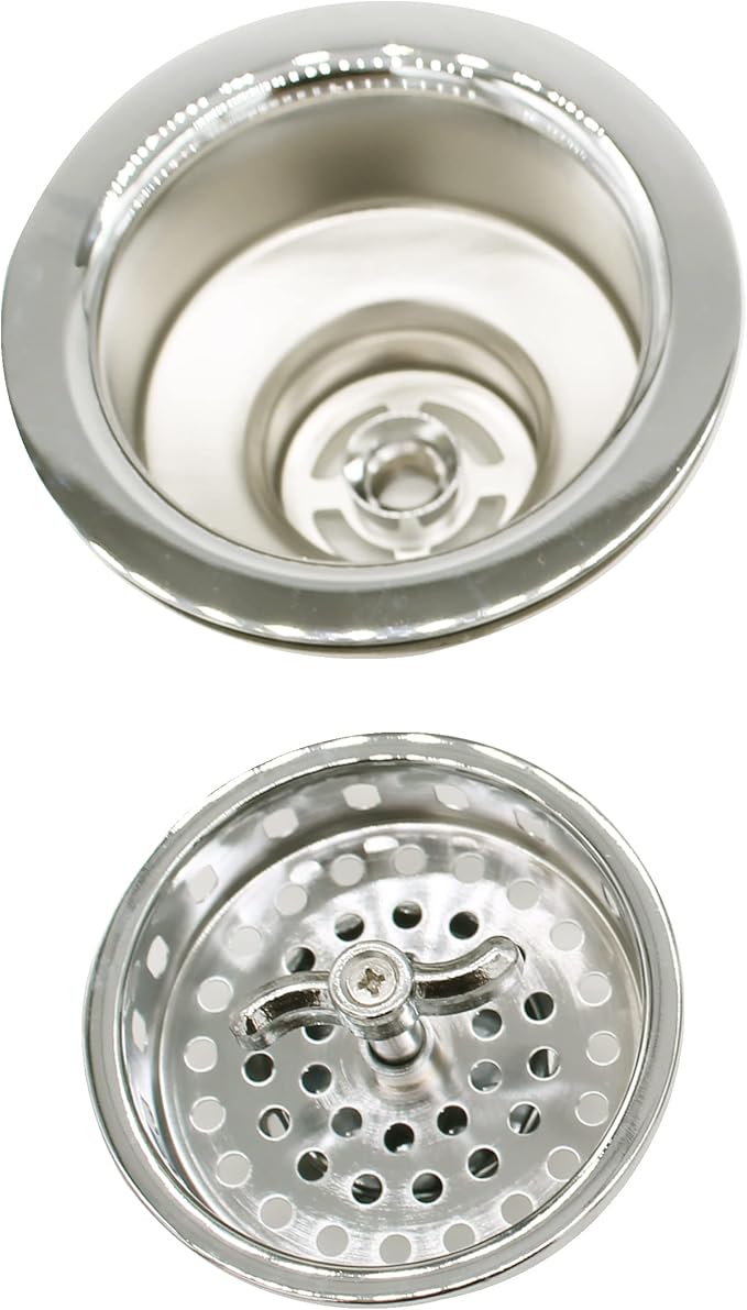 Westbrass R213-05 Wing Nut Style Large Kitchen Basket Strainer, Polished Nickel