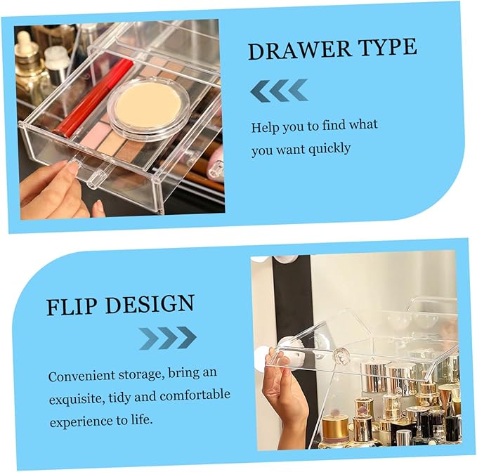 Cosmetic Organizing Holder Desktop Storage Case Makeup Storage Box Acrylic Makeup Case Lid