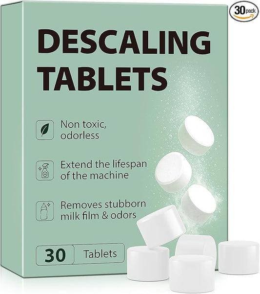 Descaling Tablets Descaler, 30 Count, Compatible with Momcozy, Baby Brezza Bottle Washer, Warmer, Sterilizer & Formula Maker, Descaler for Milk & Limescale Removal