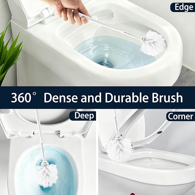 12 Pack Toilet Brushes and Holders Set,13 Inch Toilet Bowl Brushes for Bathroom,Toilet Scrub Brush with Storage Rack for Bathroom Accessories White