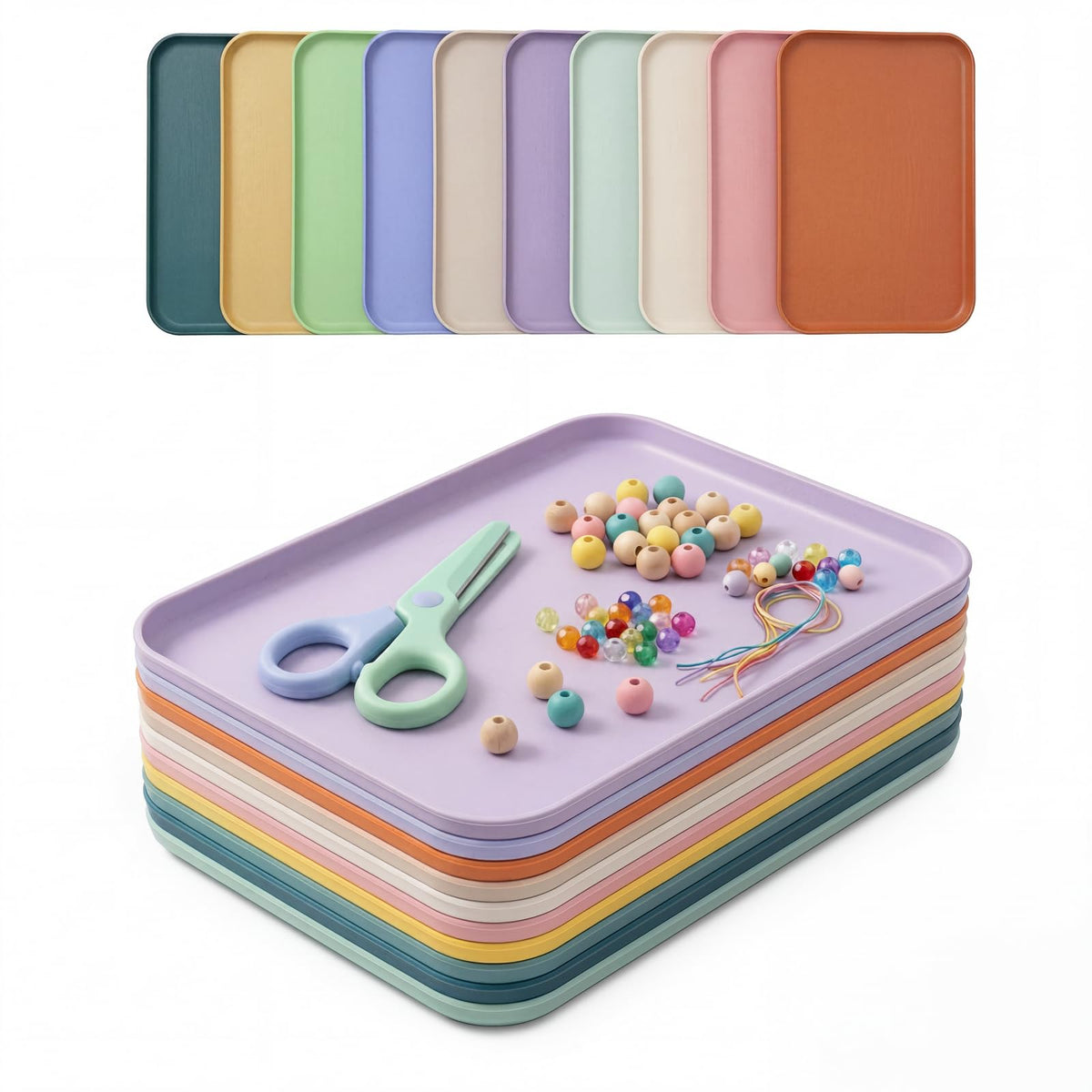 10 Pack Plastic Stackable Multicolor Puzzle Sorting Trays Art - Image 1