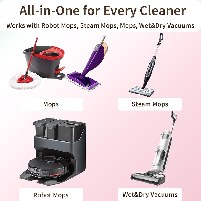 Robot Mop Cleaning Solution Concentrate Compatible with Robot Mops, Wet Dry Vacuums for Roborock, Tineco, Dreame, Narwal, Shark, Bissell Mops, 16.9 FL.oz, Dilution Ratio 1:200, Rose Scent