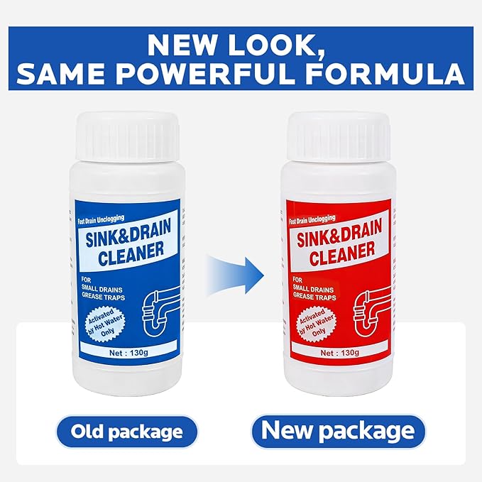 Wild Tornado Pipe Dredge Powder: Sink and Drain Cleaner for Kitchen & Bathroom Sinks, Fast-Acting Heavy Duty Pipe Unclogger with 2 Free Cleaning Hooks (4 Pack)