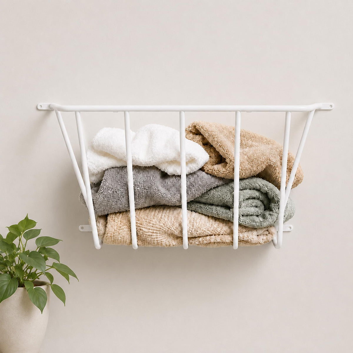 25.5" Wall Mount Blanket Holder, Metal Blanket Rack - Image 1