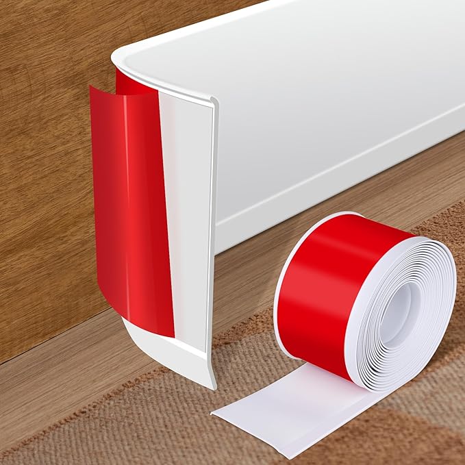 Vinyl Baseboard Molding Trim 3 Inch x 80 Feet Peel and Stick Baseboard Trim Flexible PVC Cove Base Moulding Self-Adhesive Trim for Garage Bathroom Cabinet Floor Walls, White