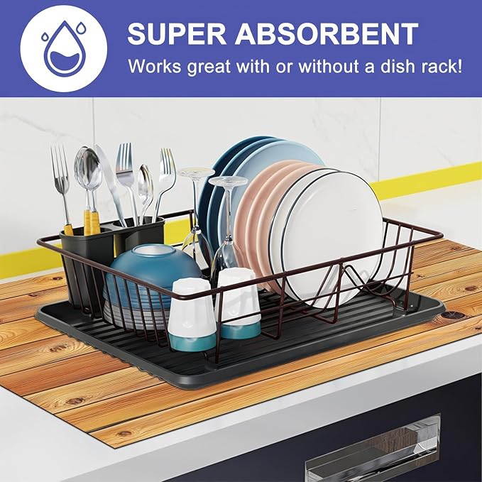 Stove Top Covers Pad Dish Drying Mat 28 x 20 inches Kitchen Decorations Offee Bar Mats Absorbent Pad for Stove Top, Dishes, Utensils, Countertops, Sinks Dish Drying Pads
