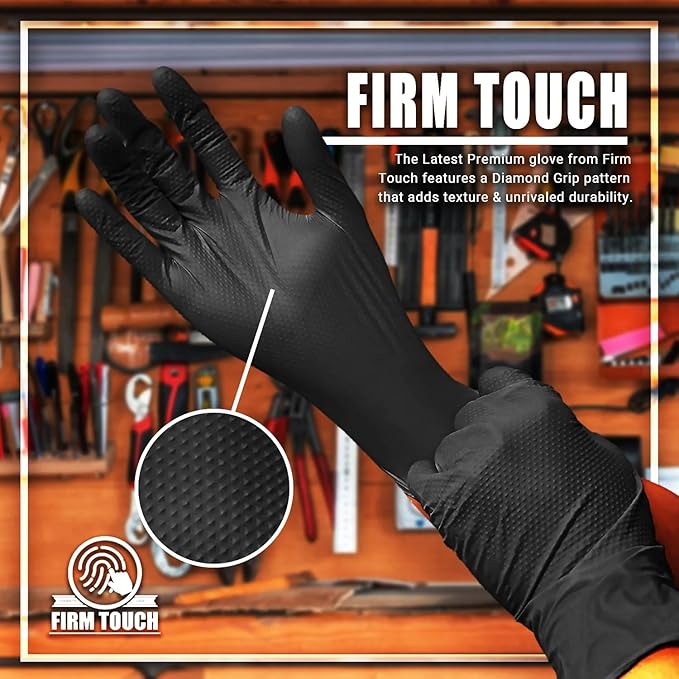 Glove Station Disposable Nitrile Gloves - 100-Count - Medical-Grade Non-Latex Gloves for Kitchen, Cleaning, and Cooking - Textured for Better Grip 8MM-M-Black