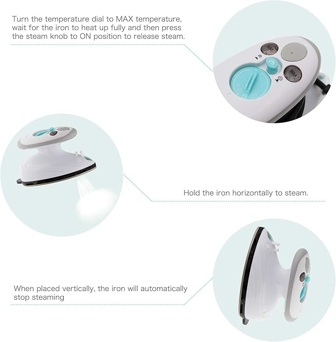 IIMII Mini Travel Steam Iron, Dual Voltage 420W Power, Fast Heat Up, Powerful Steam, Non-Stick Soleplate and Compact Design, Best Travel Quilting Sewing Iron