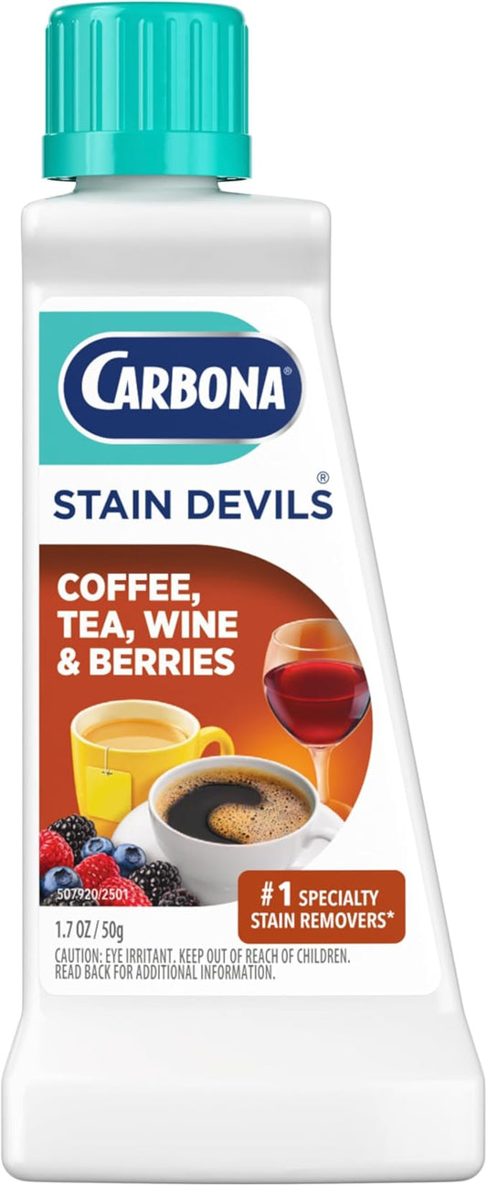 Carbona Stain Devils® #8 | Coffee, Tea, Wine & Juice | Professional Strength Laundry Stain Remover | Multi-Fabric Cleaner | Safe On Skin & Washable Fabrics | 1.7 Fl Oz, 1 Pack