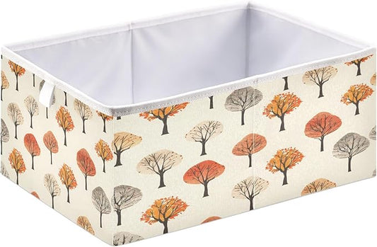 Bolaz Autumn Trees Pattern Closet Organizers Storage Cubes Storage Bins Shelf Baskets Containers for Home Room Office,Rectangle