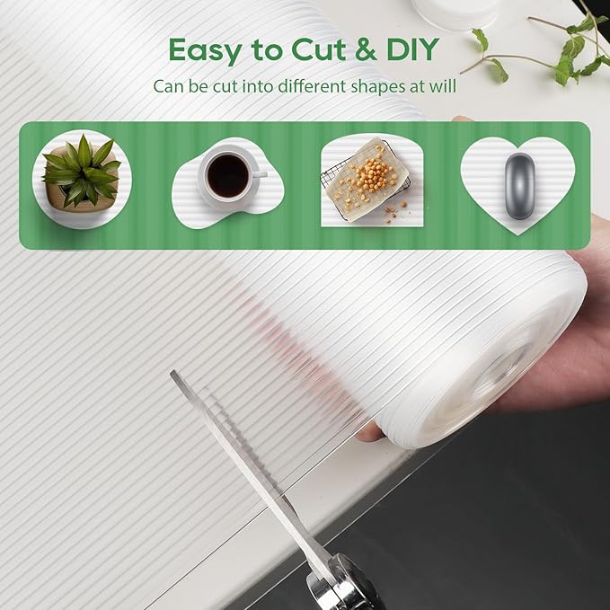 Anoak Shelf Liner Cabinet Liner, Non Adhesive Drawer Liner, Washable 20 Inch x 20 FT(240 Inch) Waterproof Durable Non-Slip Shelf Liner for Kitchen, Drawer, Refrigerator Stripe Clear