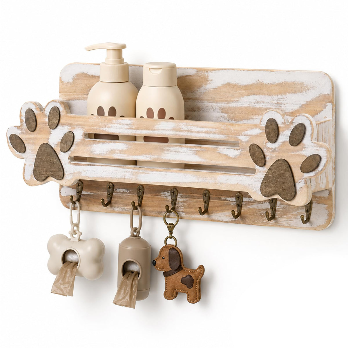Farmhouse Dog Leash Holder for Wall, Cute Wall Mount Dog - Image 1