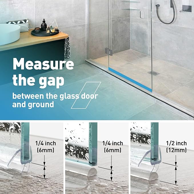 Shower Door Bottom Seal, 2 PCS 1/2"" x 36"" Shower Door Sweep for 1/2 Inch Glass, Frameless Glass Shower Door Seal Strip - Stop Shower Leaks and Create a Water Barrier, Clear