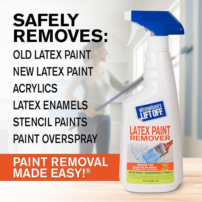 Motsenbocker's Lift Off 41301 Latex Paint Remover Spray Removes Latex Paint and Enamel, Works on Multiple Surfaces, Water-Based, Biodegradable, 22 Fl Oz, Pack of 1