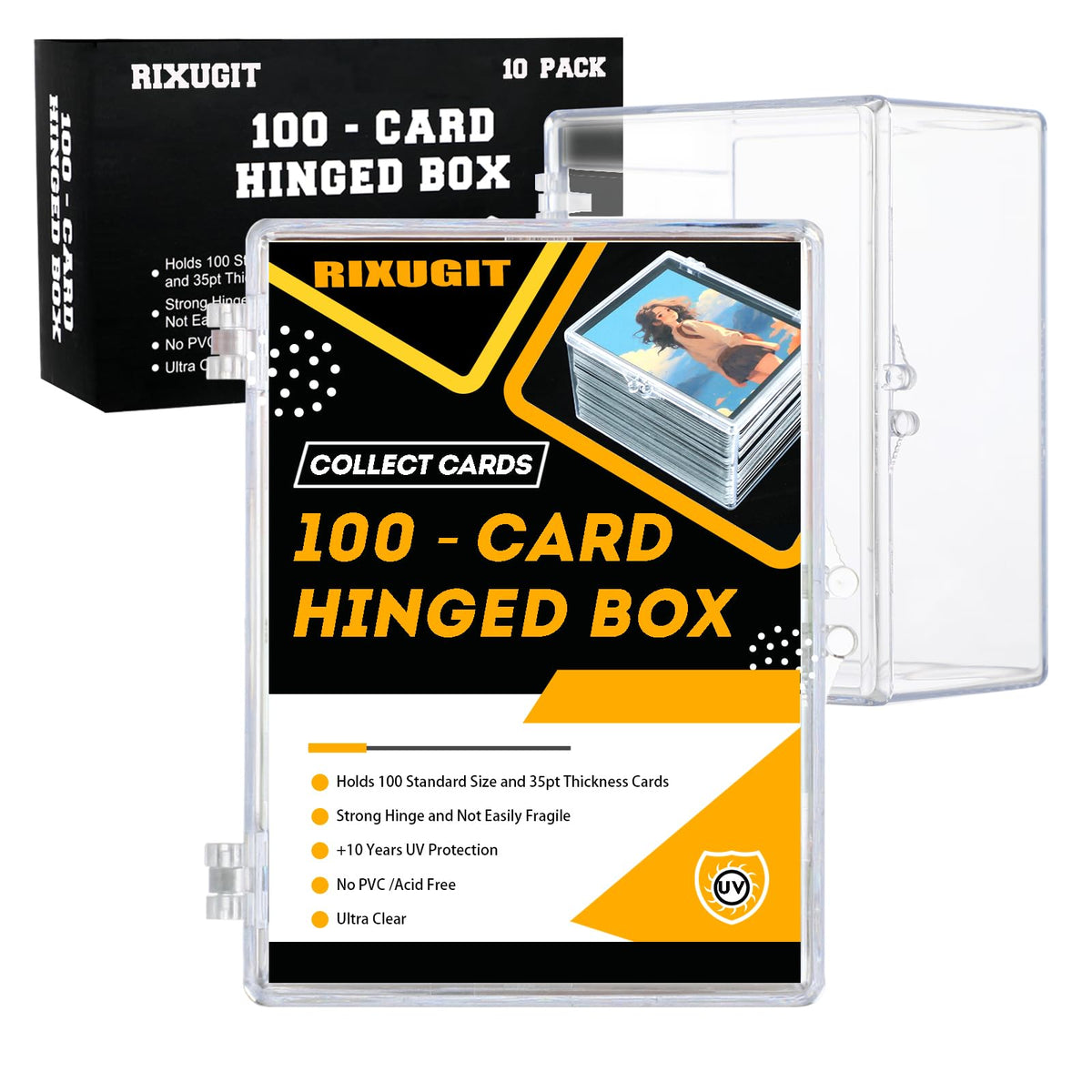 10-Pack 100-Count Deck-Case Card-Box - Hinged Trading Card - Image 1