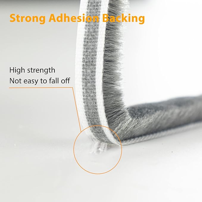 Bruiefpap 39.4FT Weather Stripping for Doors and Windows, Self-Adhesive Window Insulation for Winter, Weatherstrip for Draft Stopper, Soundproofing, Dustproof, 0.35'' Wide x 0.2'' Thick, Grey