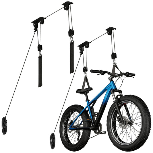 2 Pack Bike Hoist, Ceiling Mount Pulley System for Garage - Image 1