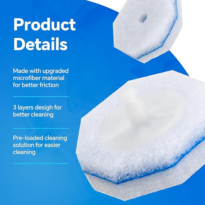 2X Cleaning Power Upgrade Formula Toilet Wand Refills, Fits for Clorox Wand, 30 Count Disposable Toilet Bowl Wand Refills - No Falling Apart, Fits Most Brand Toilet Brushes for Bathroom Cleaning