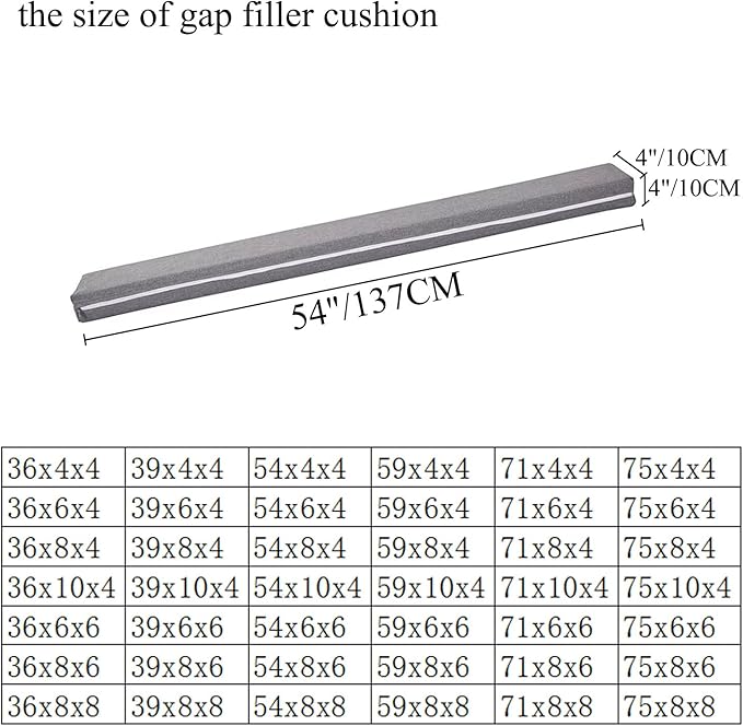 SAMTY Bed Gap Filler for headboard Space Gap Filler Bolster Pillow Stopper for Sofa Crack Filler Between Headboard and Mattress Full Size 54x4x4 Inch