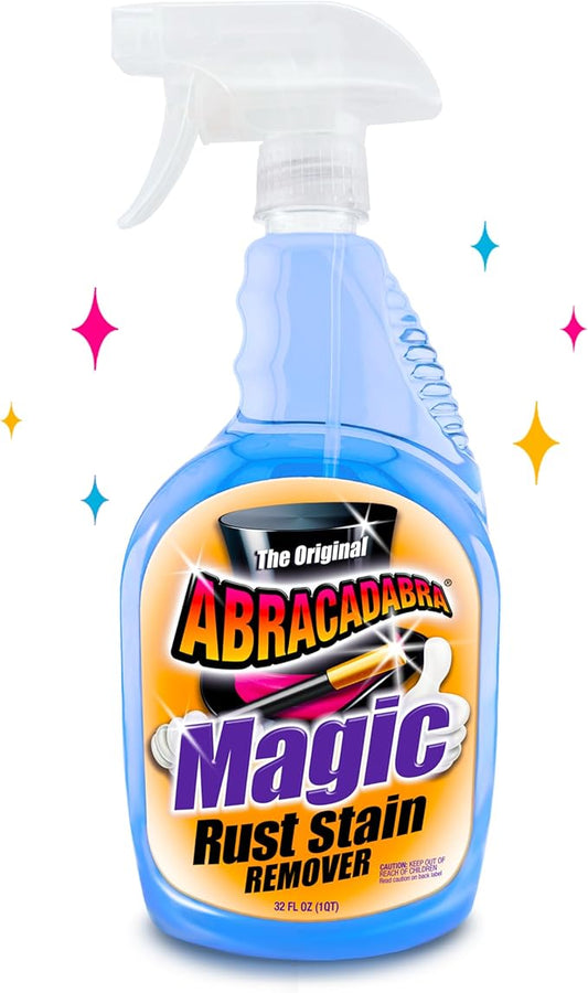 Abracadabra® Magic Rust Remover 32oz – Premium Rust Stain Remover for Concrete, Fiberglass, Glass, fabrics, Vinyl, Metals, Carpet & More – Fast & Powerful Cleaning for Home & Outdoor Use