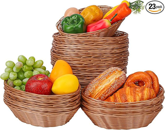 23 Pack 9 Inches Oval Wicker Bread Basket, Woven Serving Basket, Wicker Fruit Baskets, Woven Food Storage Baskets for Table, Restaurants, kitchen, Party (9.06 x 5.91 x 2.56 Inch)