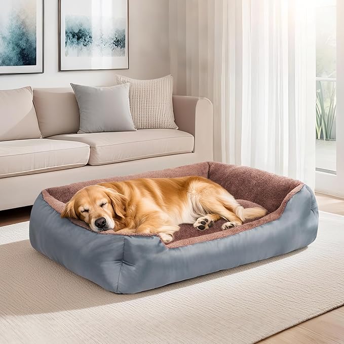 Dog Beds for Large Dogs, Rectangle Washable Dog Couch, Comfortable and Breathable Pet Bed with Nonskid Bottom, Grey