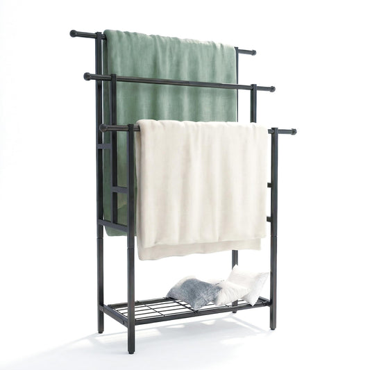 3-Tier Free Standing Metal Ladder Towel Rack - Image 1