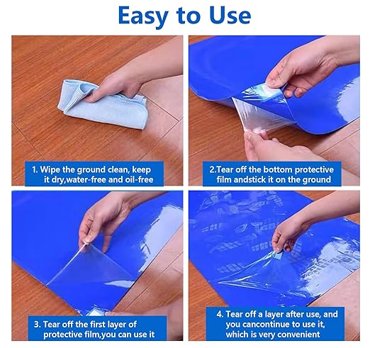 Sticky Mats, 24" X 36" 300 Sheets Sticky Mat Adhesive Tacky Pad Sticky Mats for Construction Cleanroom Tacky Mats for Factory Home Laboratory (Blue)