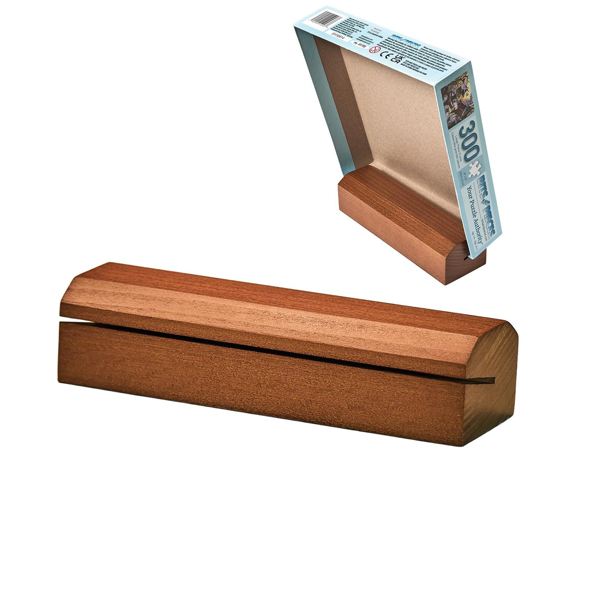 Bits and Pieces Puzzle Box Lid Holder, Solid Wood Puzzling - Image 1