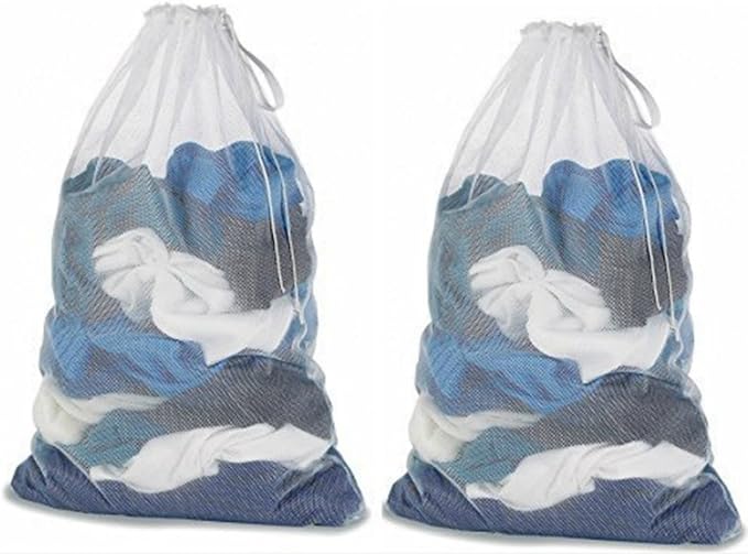 DurReus Large Mesh Drawstring Travel Laundry Bags Washable,Sturdy Resistant, Jumbo Household Dorm Net Washing Bags Clothing,Hosiery,Stocking,Machine,Drying