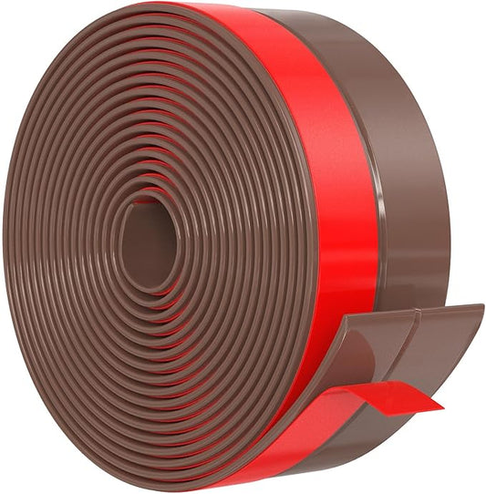 【2026 New Upgrade】 Wide Silicone Weather Stripping Door Seal with Strong Adhesive 2" x 20 ft, Draft Stopper for Garage, Shower & Sliding Doors - Gap & Under Door Protection, Brown