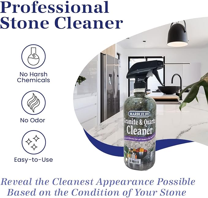 Marblelife Granite & Quartz Cleaner, Safe & Powerful Granite Countertop Cleaner, Oil & Wax Free Quartz Countertop, Effective Stone Care & Cleaning, Ready-To-Use Refill Gallon