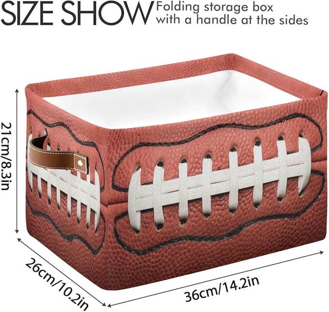 Football Rectangular Storage Basket Organizer Bin Shelf Baskets For Clothes Gifts For Home Office Dorm