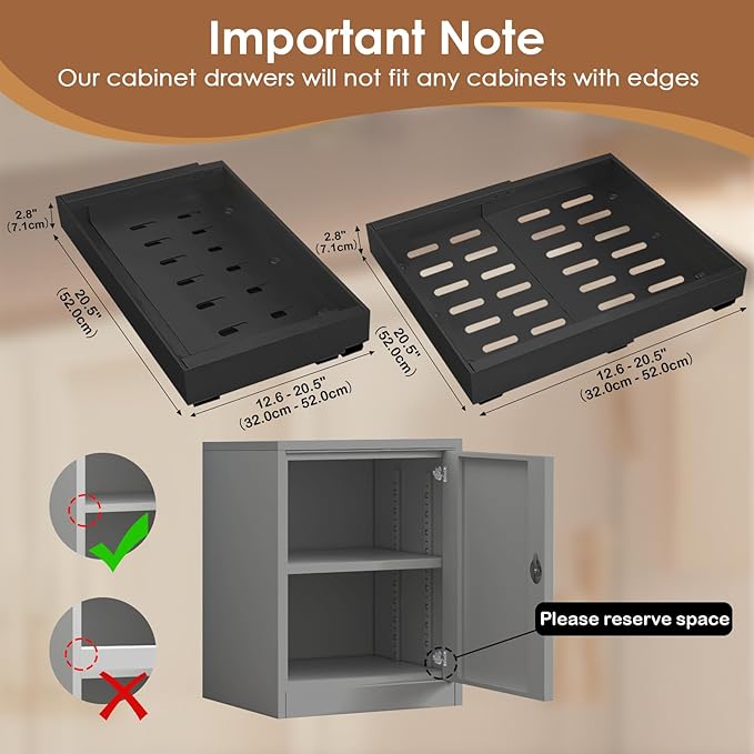 Expandable Pull Out Cabinet Organizer, 21" Deep Expandable (12.6" - 20.5") 3 Heavy Duty Slide Drawers Pull Out Drawers for Kitchen Storage Cabinet (Black)