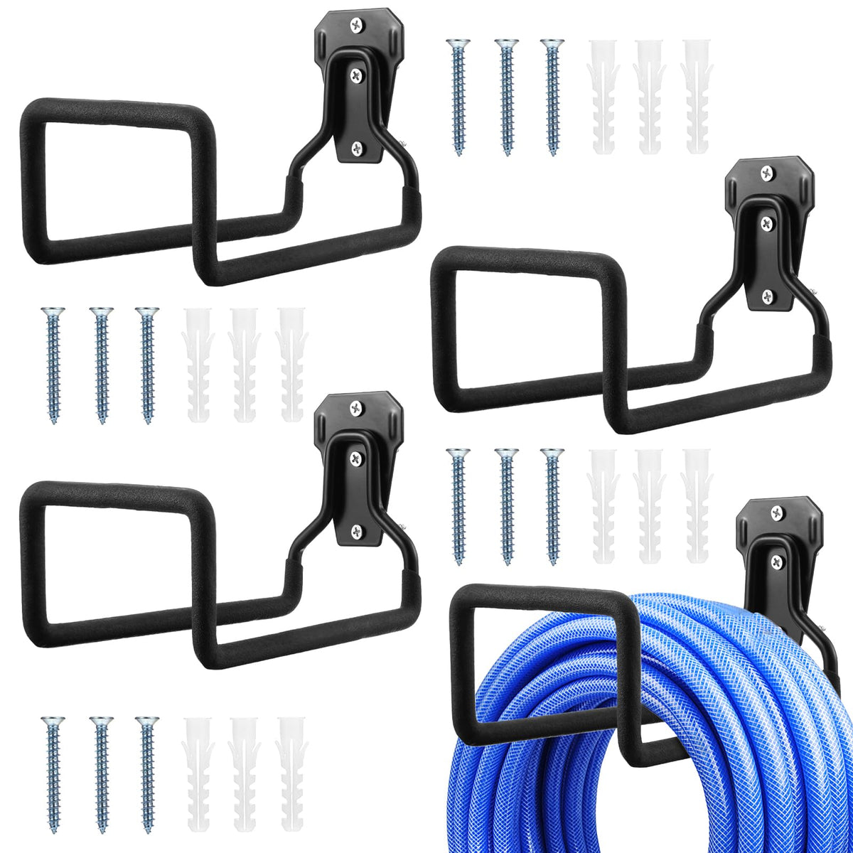 4 Pack Heavy Duty Garden Hose Holder Wall Mount, Metal - Image 1