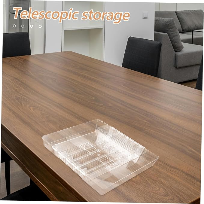 Cabilock Expandable Cutlery Tray Acrylic Silverware Organizer Lid Drawer Dividers for Kitchen Silverware Organizer Box
