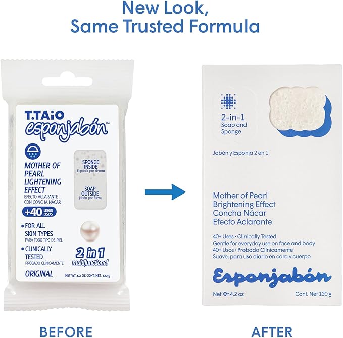 T.Taio Esponjabon Mother of Pearl Soap Sponge - Cleansing Shower Scrubber - Cleaning Bath Wash Scrub - Oil Removal - Massage & Lather Foot, Elbow, & Face - Bathroom Accessories - Fresh Scent (10-pack)