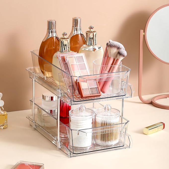 2-Tier Clear Cabinet Organizer 2-Pack - Quadruple Your Storage