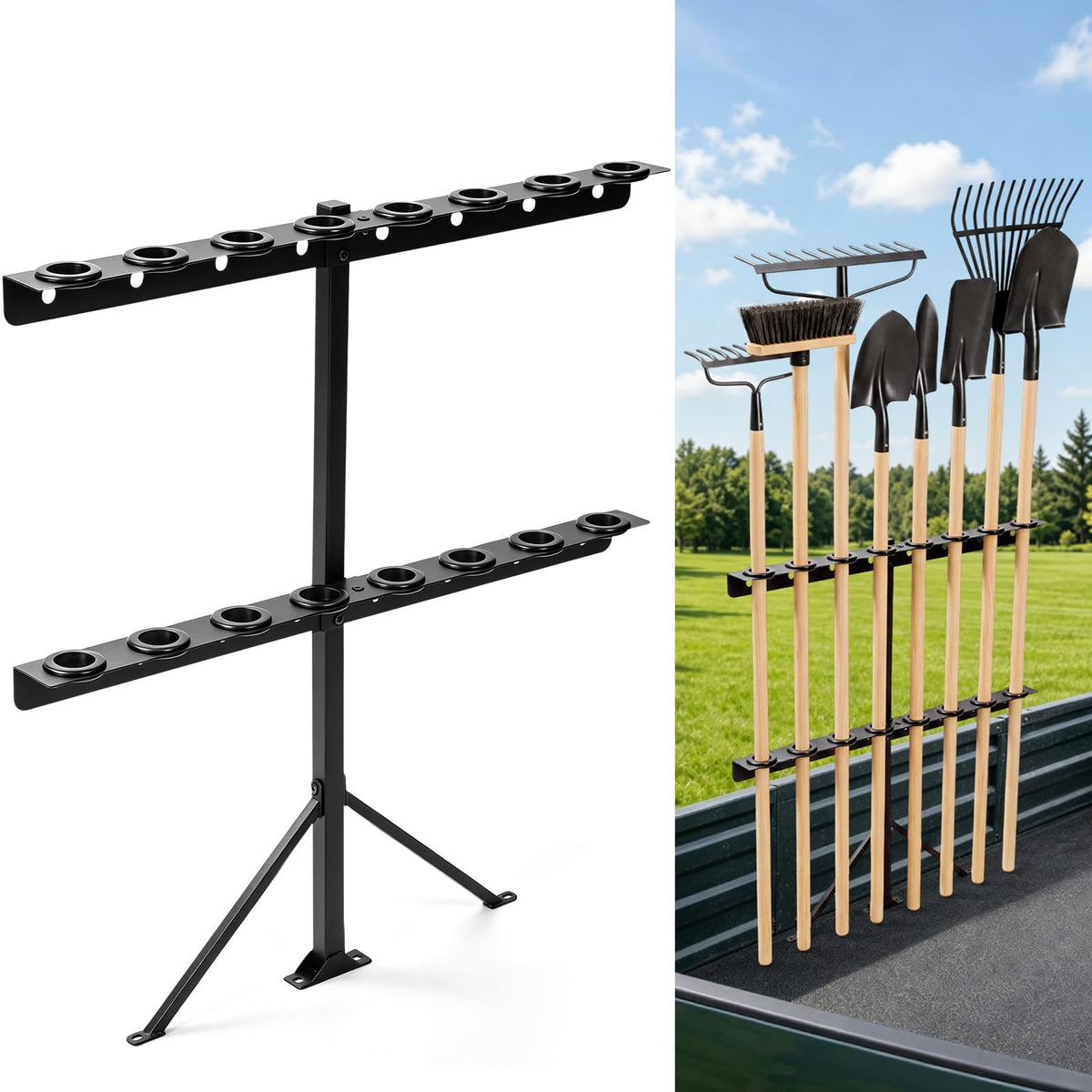 Trailer Tool Racks for Lawn Equipment 8 Hole Truck Shovel Holder - Image 1